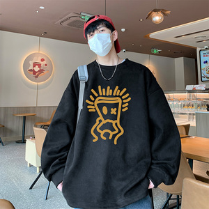 已注册美式直播抖音麂皮绒侧开叉圆角宽松男卫衣W3068P45控价68图片