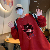 新款抖音直播得物高品质麂皮绒圆角开叉宽松男卫衣W3035P45，男装卫衣，电商C408-1(原B339-1)