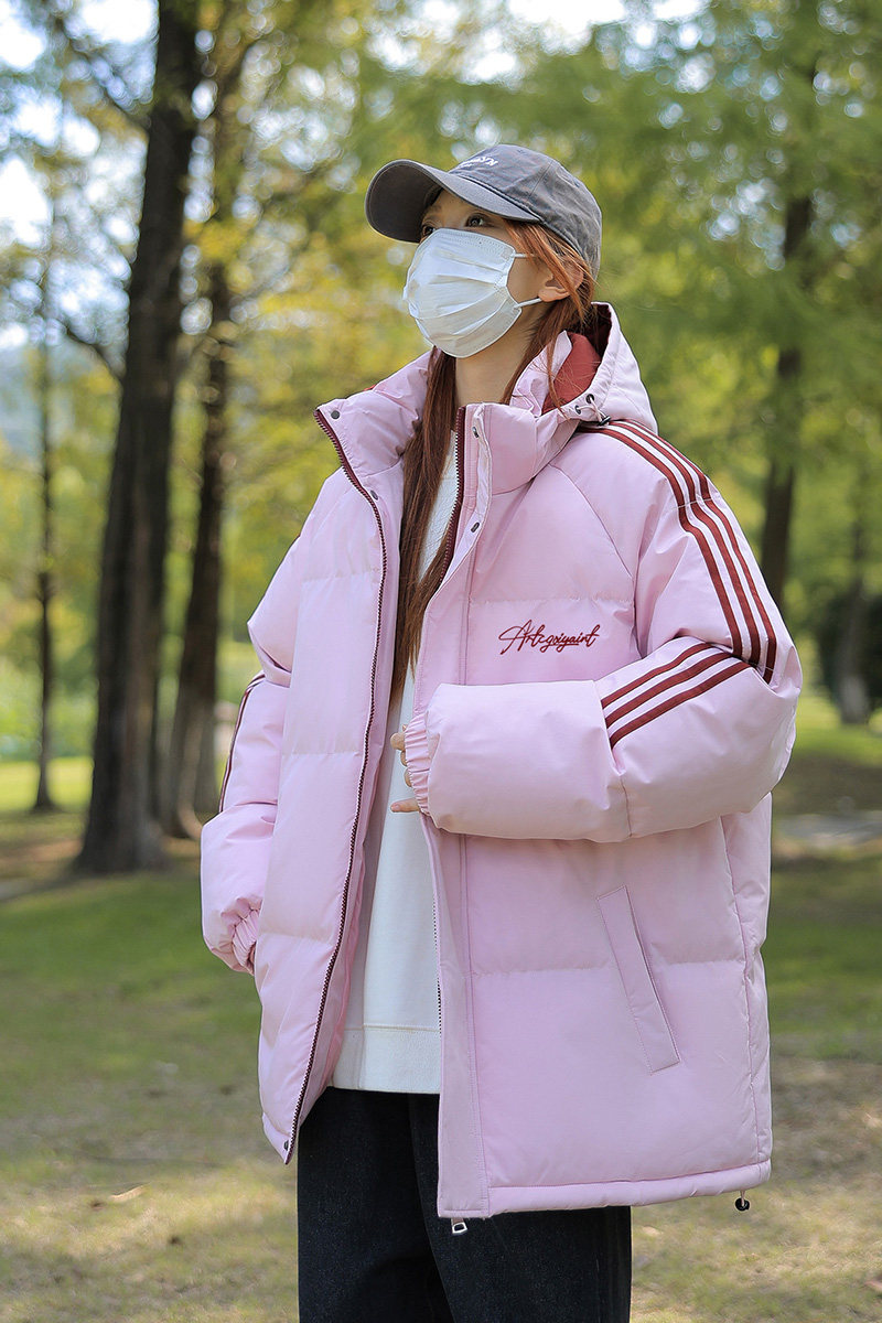 冬季拼三条杠宽松男女情侣羽绒棉面包服连帽棉衣C408M1258P100,男装棉衣,电商C408-1(原B339-1)