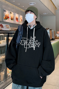 已注册港风直播抖音得物高品质男宽松连帽卫衣外套W5040P45控68图片