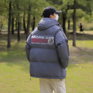 已注册拼三条杠面包服宽松情侣男女羽绒棉连帽棉衣C408 M1239P100图片