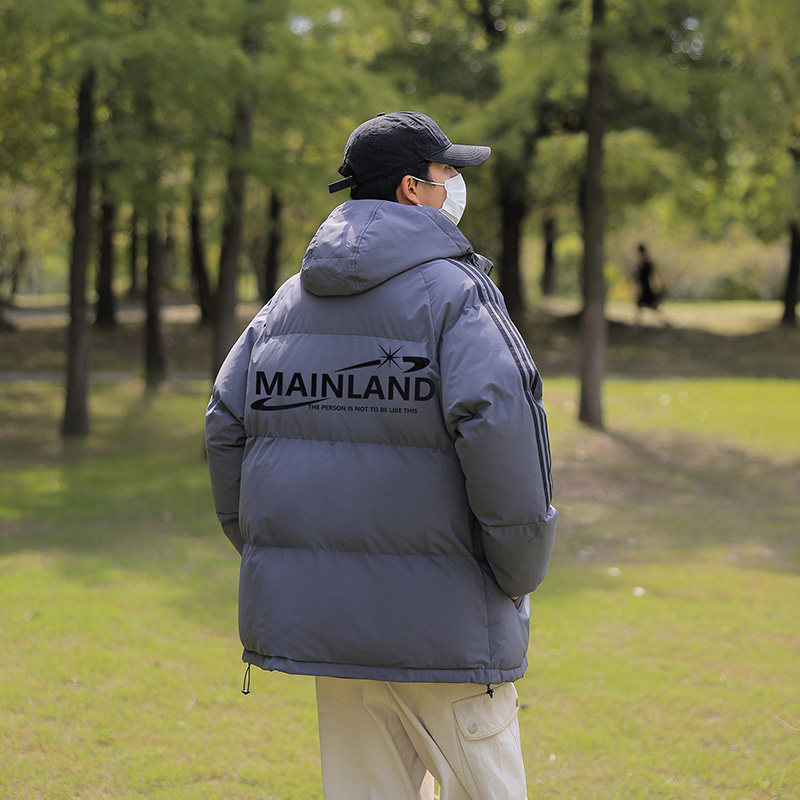 冬季拼三条杠面包服宽松男女情侣连帽棉衣羽绒棉C408M1253P100,男装棉衣,电商C408-1(原B339-1)