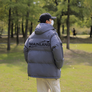 冬季拼三条杠面包服宽松男女情侣连帽棉衣羽绒棉C408 M1253P100图片