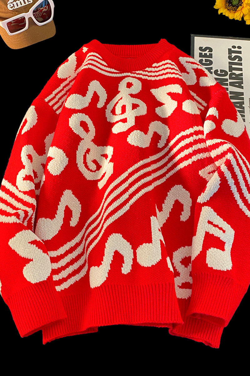 圣诞新年春节宽松男女情侣加厚套头红毛衣针织衫C408M7301P60,男装针织衫/毛衣,电商C408-1(原B339-1)