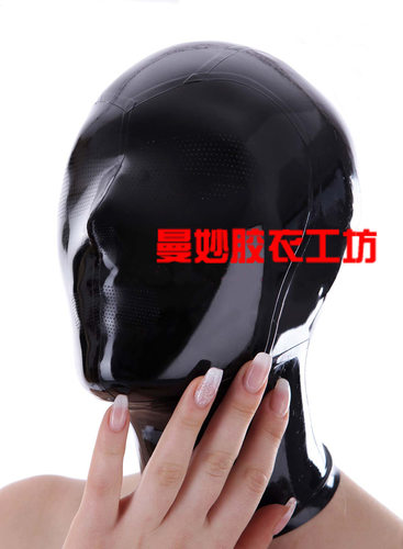 曼妙乳胶衣乳胶头套窒息头套面具
