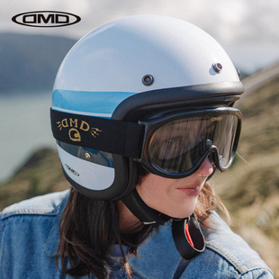 DMD复古头盔碳纤维摩托车巡航哈雷半盔夏季骑行VESPA踏板3/4盔