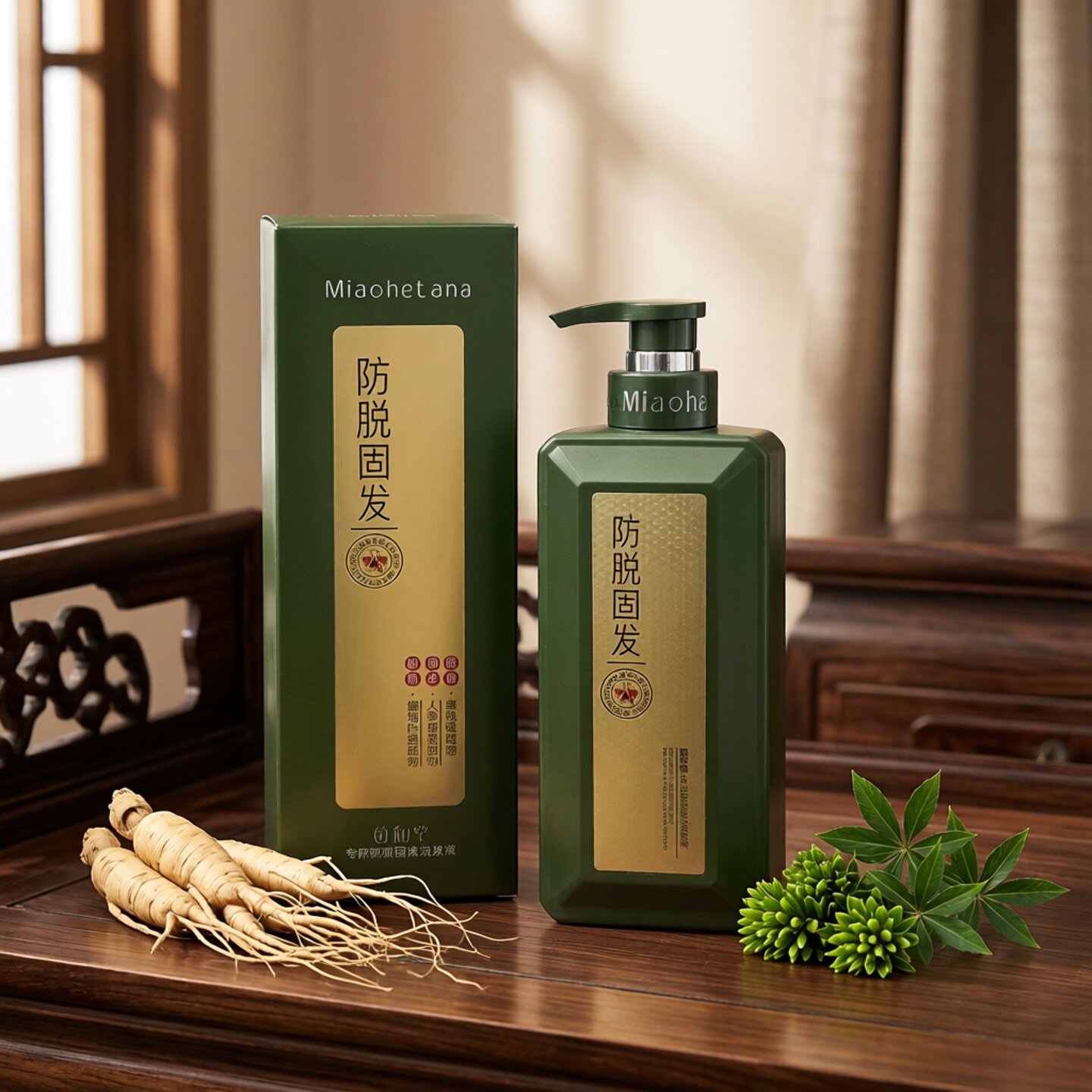 苗和堂防脱固发洗发水500ml去屑柔顺控油修护发膜头皮易清洗篷松