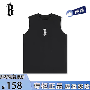 BONELESS STONE夏季 基础B字印花背心宽松休闲无袖 T恤男女坎肩汗衫