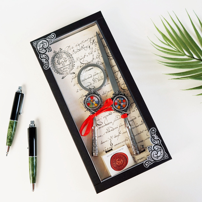 意大利进口Rubinato金属放大镜拆信刀威尼斯手工工艺复古礼品礼盒