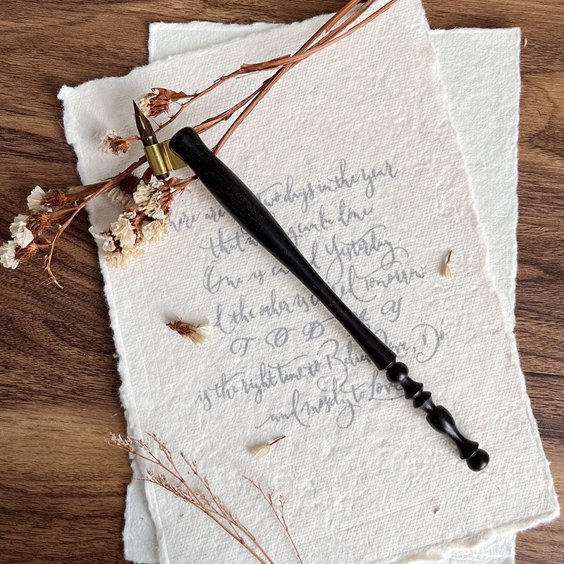 英文书法结衣直杆雕花蘸水笔