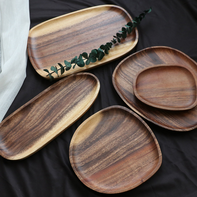 相思木不规则心形盘椭圆木盘 木质托盘创意木盘子木长盘