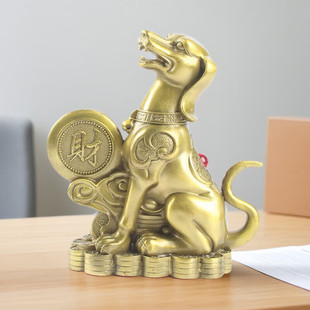 玄友 金狗摆件铜狗房屋西北乾卦缺角化解吉祥物金属狗补角守财狗