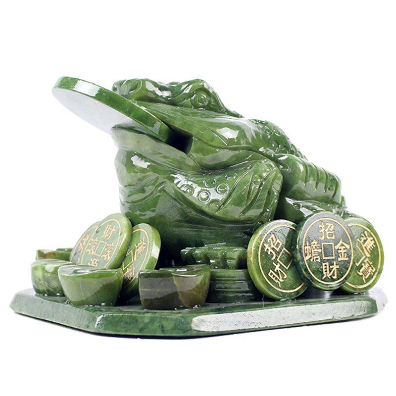 玄友 玉石金钱蟾摆件玉蟾饰品三角金蝉店铺三足金蟾石雕三脚蟾蜍 - 实物图
