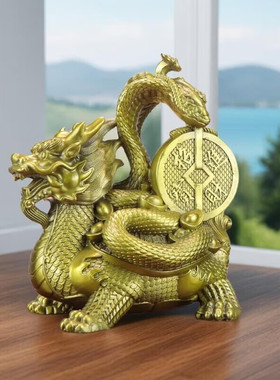 四方位蛇龟二将玄武摆件