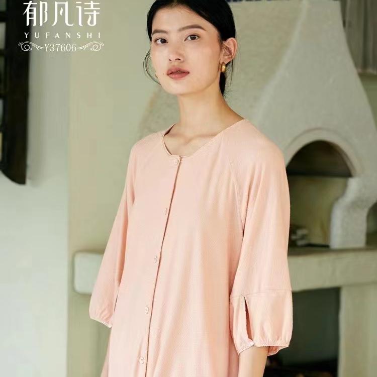女士棉加植物纤维七分袖适合初夏
