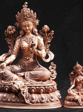 纯紫铜绿度母做旧小佛像