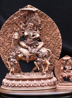 纯紫铜吉祥天母红铜小佛像家居摆件