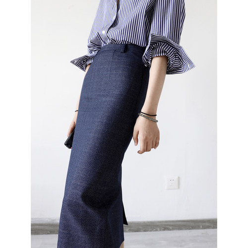 半身裙包臀直筒中长款复古高腰