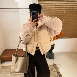 假两件拼接羽绒服外套女欧洲站2025冬装新款欧货女装面包服外套潮