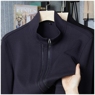 秋季立领双拉链珠地空气层棉质夹克外套