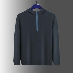 新款春秋男士长袖连帽卫衣运动休闲半拉链套头打底衫款式外套上衣