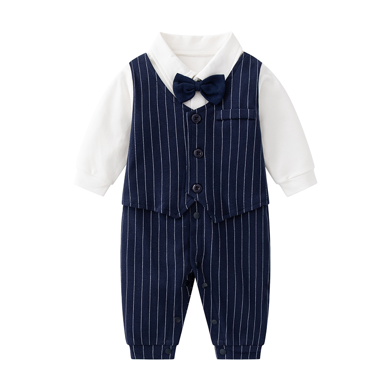 婴儿衣服男宝宝周岁西装礼服春秋连体衣百日满月宴抓周生日小西服