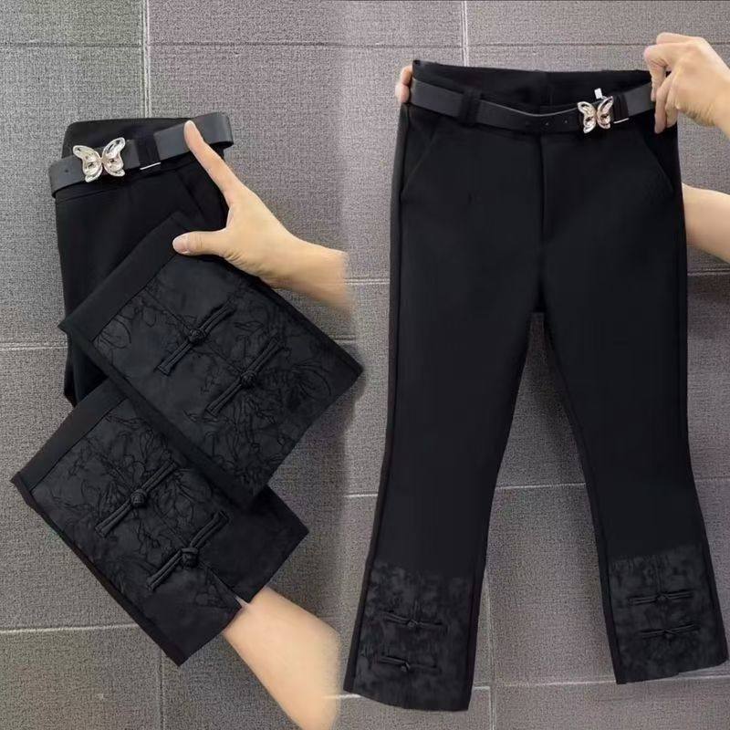 中式风高腰盘扣直筒裤女2026春季新款时尚百搭显瘦九分裤休闲裤,女装/女士精品,休闲裤,淘宝优惠券,粉丝福利购,淘宝优惠卷