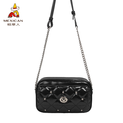 稻草人包包女2025新款相机包菱格纹链条单肩包时尚百搭斜挎包