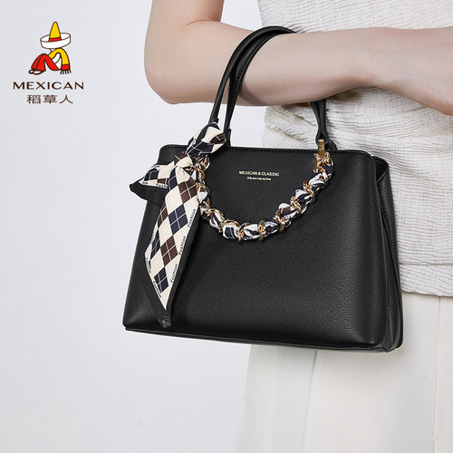 稻草人2025新款丝巾链条手提女包