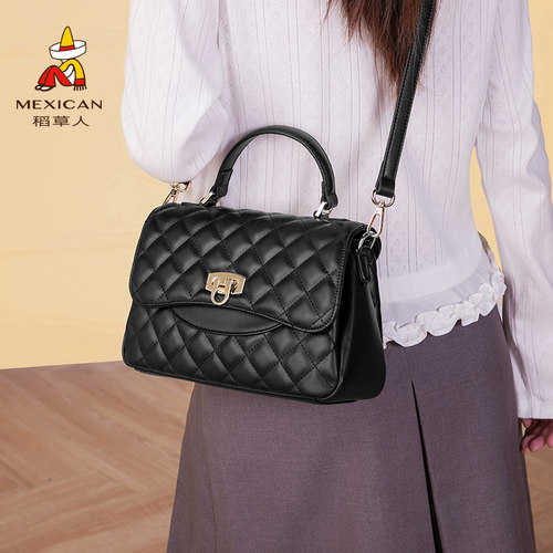 稻草人小方包菱格高级质感小众通勤包包百搭流行斜挎包时尚手提包