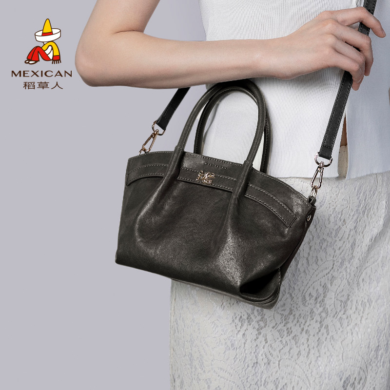 稻草人包包女士2026新款真皮斜挎包通勤饺子包手提包小单肩包女包