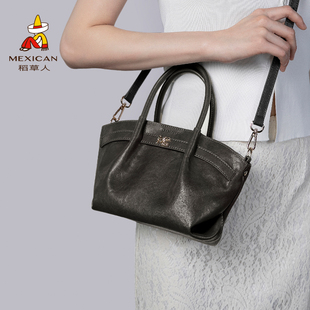 稻草人包包女士2025新款真皮斜挎包通勤饺子包手提包小单肩包女包