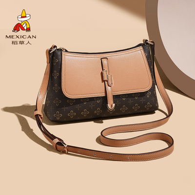 稻草人包包女式2025新款高级感复古印花斜挎包上班通勤单肩斜挎包