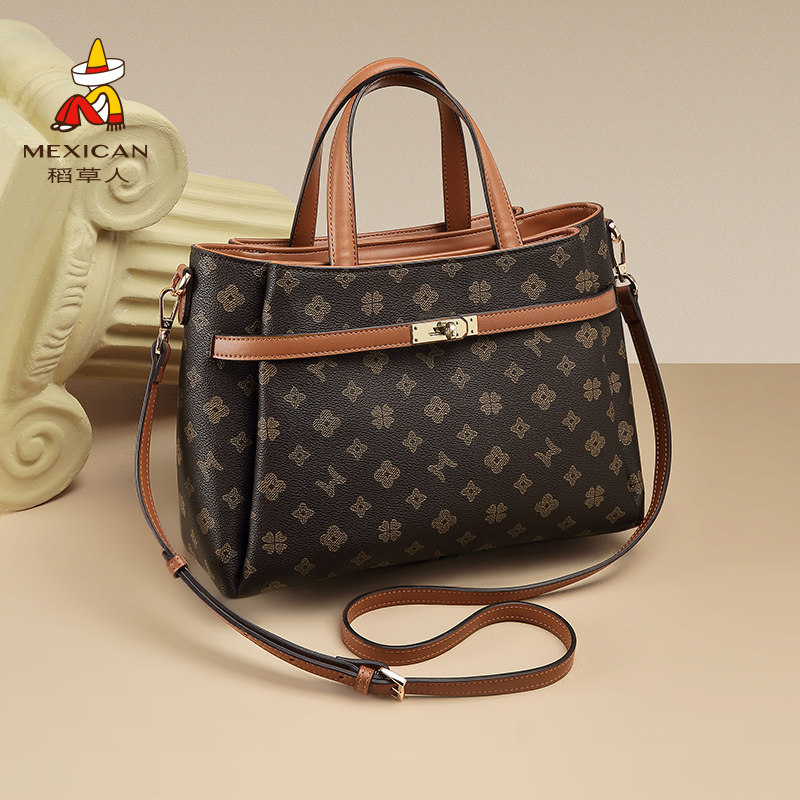 稻草人包包女时尚手提包中年妈妈款百搭斜挎包妈妈包大气复古女包