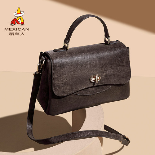 稻草人包包质感时尚立体小方包