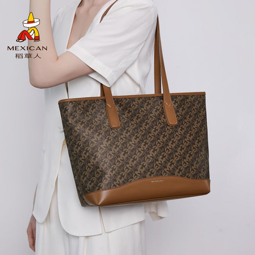 稻草人小众大容量单肩包托特包