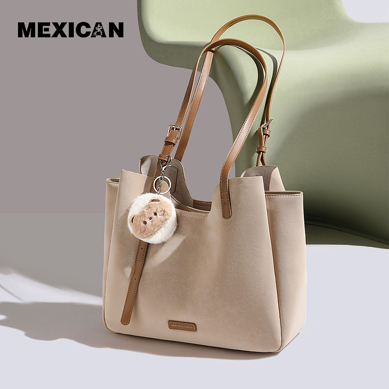 稻草人包包女新款时尚百搭休闲通勤大容量耐脏耐磨单肩斜挎托特包