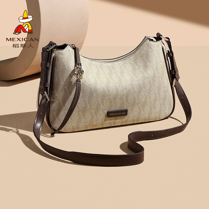 稻草人包包女式2026新款时尚印花腋下包大容量精致百搭单肩斜挎包