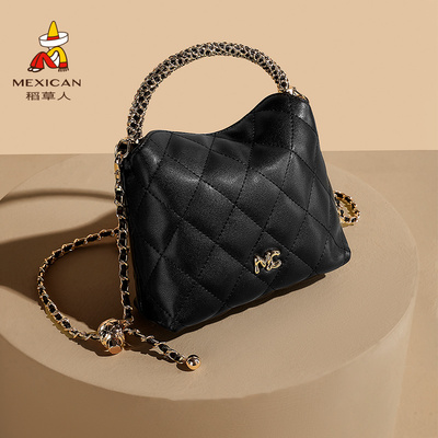 稻草人小方包手提斜挎包