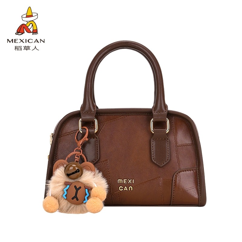 稻草人包包女式2025新款保龄球包复古时尚单肩斜挎包质感手提包包,箱包皮具/热销女包/男包,通用款女包,淘宝优惠券,粉丝福利购,淘宝优惠卷