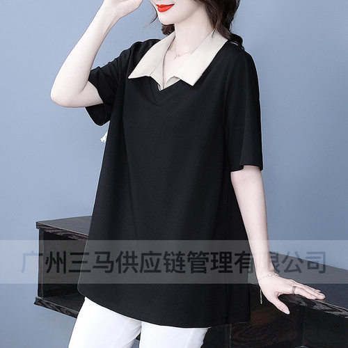 夏季高品质休闲显瘦短袖上衣大码胖MM妈妈打底衫POLOT恤衫女装