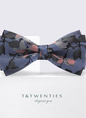 雾霾蓝色真丝男士领结桑蚕丝男西装领花结婚新郎伴郎酒会bow tie