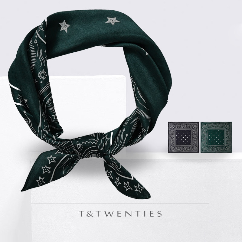 刺绣定制.桑蚕丝男士丝巾护颈