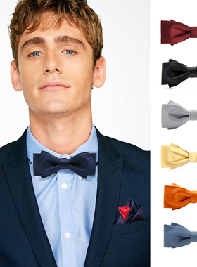 男士真丝新郎领结男结婚伴郎婚礼蓝色婚庆红色英伦西装蝴蝶结黑色