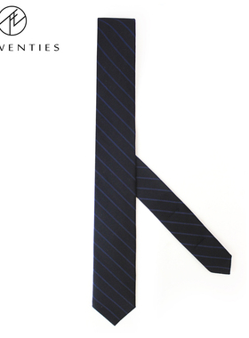 亚光羊毛西装领带男条纹黑色藏青色蓝色斜纹少年感港风商务窄tie
