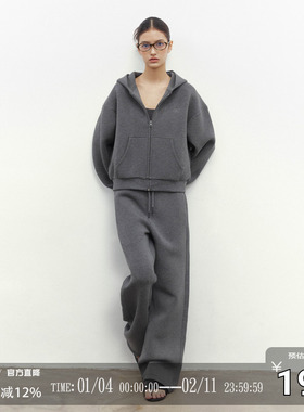 CODICE LAB 重磅休闲街头通勤遛狗空气层拉链套头卫衣老钱套装