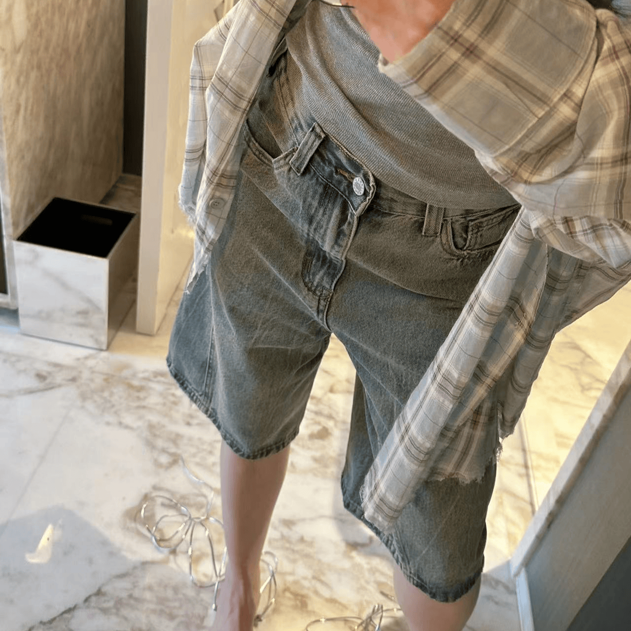 韩国 波拉家东大门高级定制夏 水洗做旧青石灰五分牛仔短裤,女装/女士精品,牛仔裤,淘宝优惠券,粉丝福利购,淘宝优惠卷