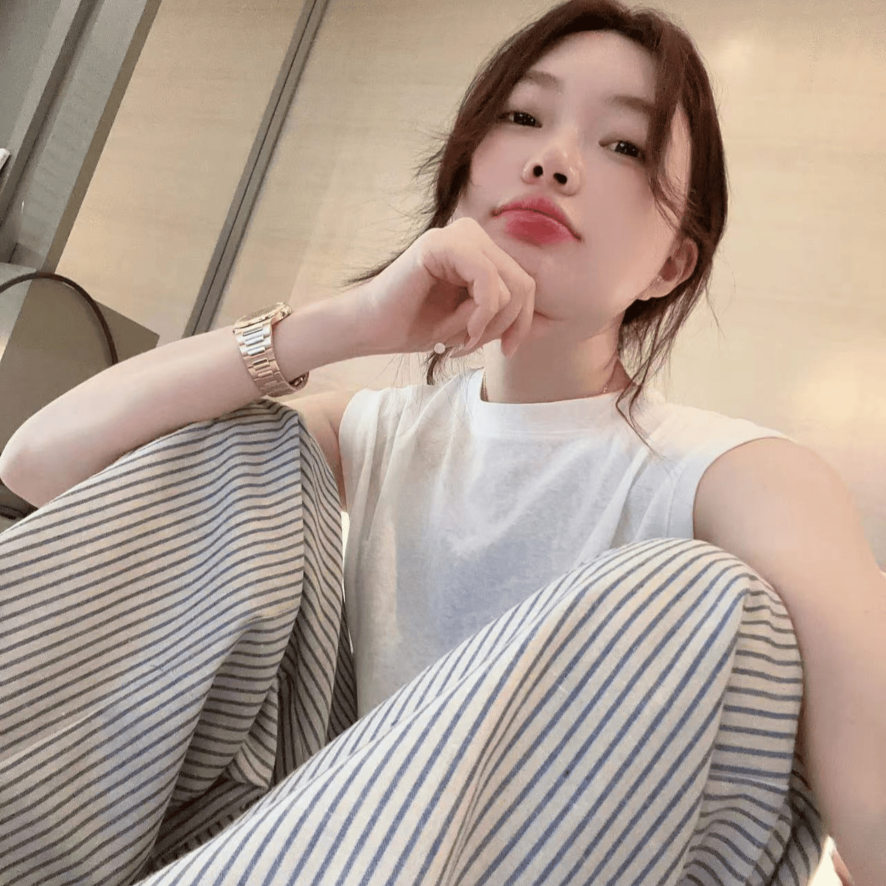 【BORAKOO】【现货】条纹亚麻抽绳休闲裤