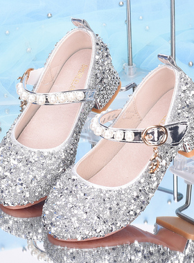 公主女童高跟鞋真皮软底舒适学生单鞋表演走秀礼仪鞋春秋儿童皮鞋