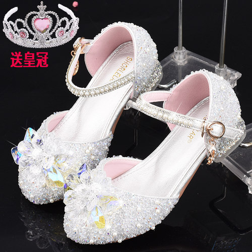 银色表演鞋舒服时尚水晶鞋